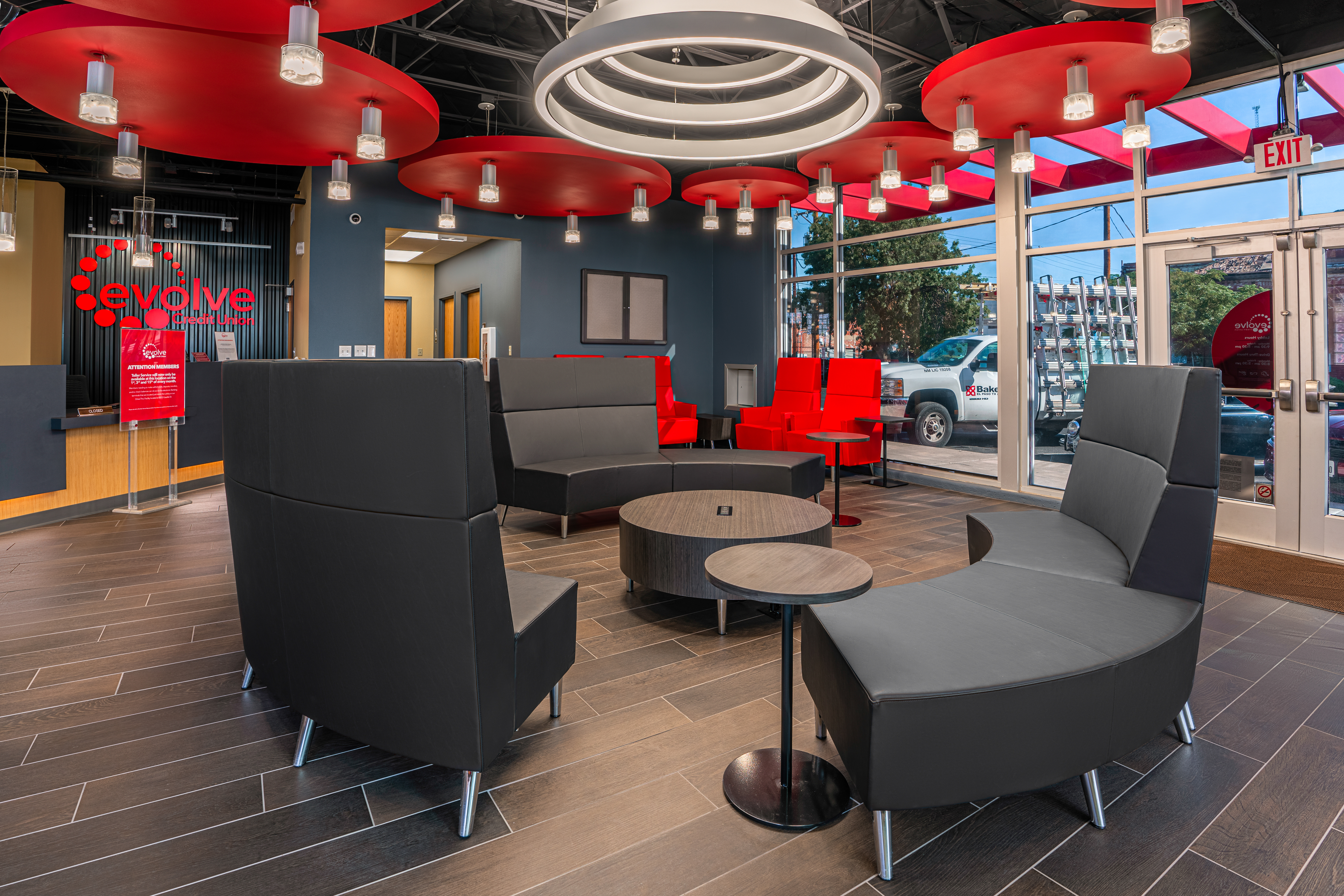 Evolve Credit Union lobby interior architectural photography image 3 by Jordan Licon