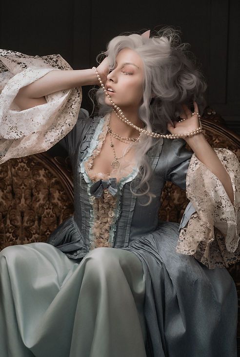 Woman in antique gown, portrait, fashion photography