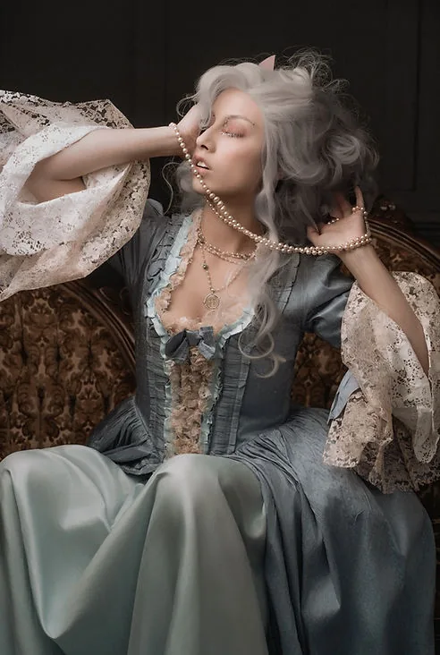 Woman in antique gown, portrait, fashion photography