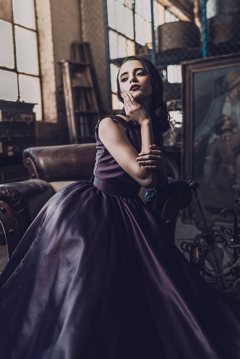 Woman in elegant gown, fashion portrait