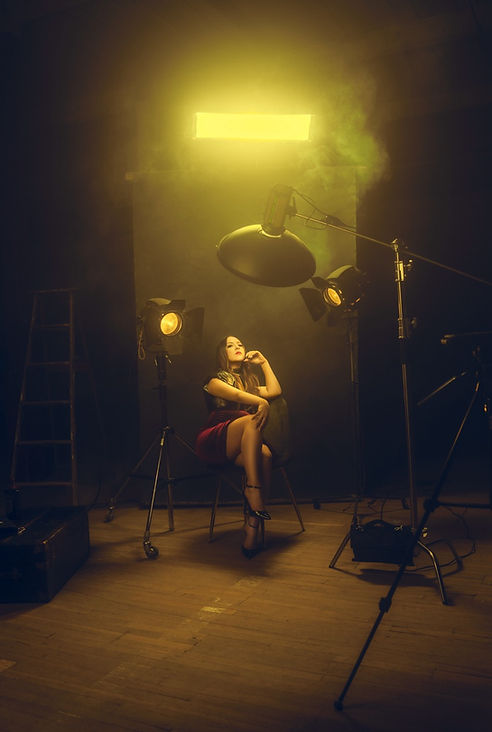 Cinematic editorial portrait with dramatic night lighting in El Paso