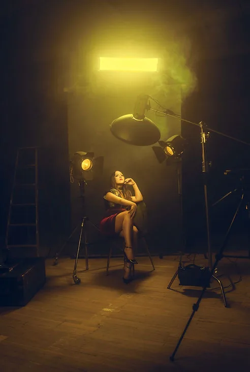 Cinematic editorial portrait with dramatic night lighting in El Paso