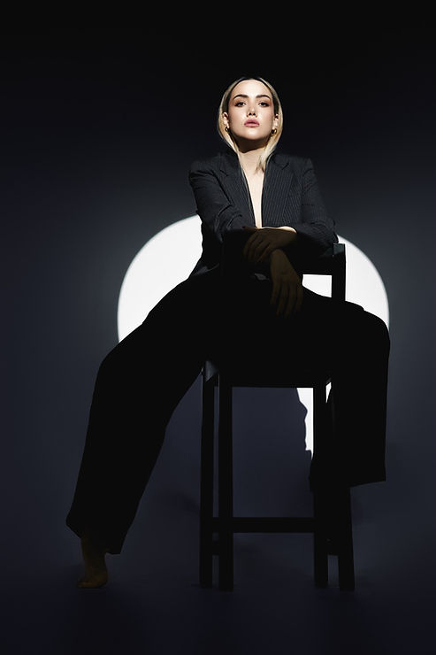 Woman in stylish suit, fashion portrait