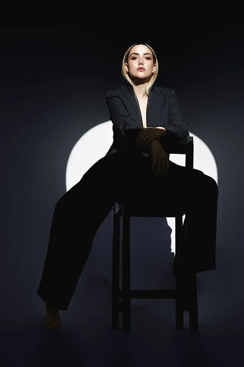 Woman in stylish suit, fashion portrait