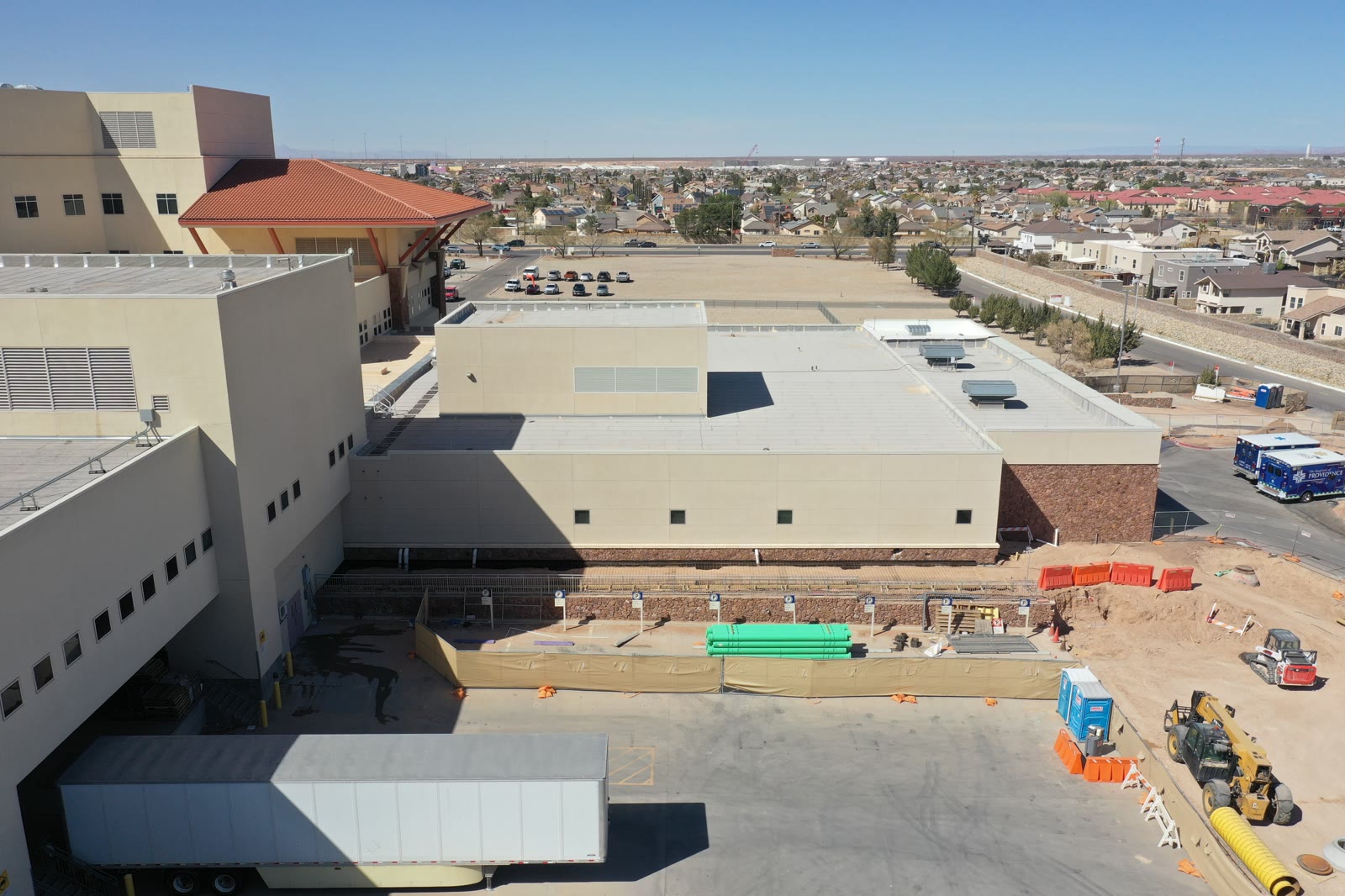 Aerial view of a hospital campus photographed by Jordan Licon