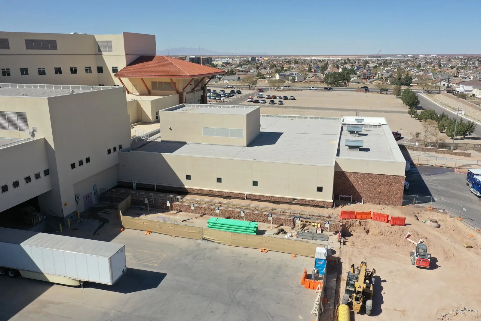 Aerial photograph of a hospital campus by Jordan Licon