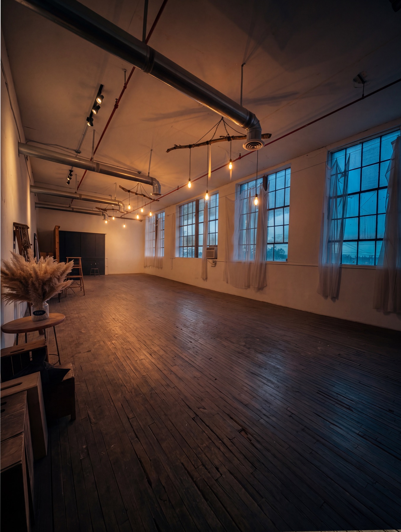 Railyard Studio cyc wall prepared for a portrait or campaign production